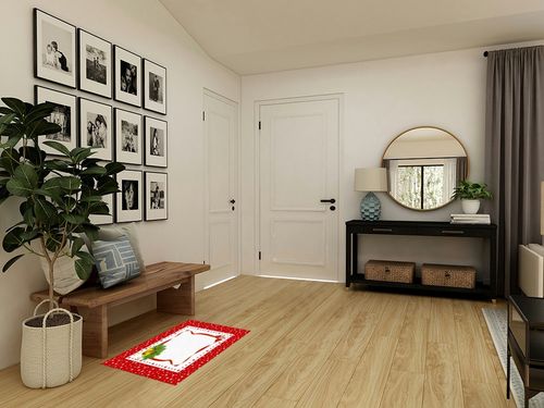 OComster Christmas Rectangle Shape Large Area Rugs - 2 x 3 Feet Xmas Red White Star Bow Pine Needle Small Bell - (Non-Woven + Rubber) Low File Floor Mat in Transitional Minimalistic Entryway