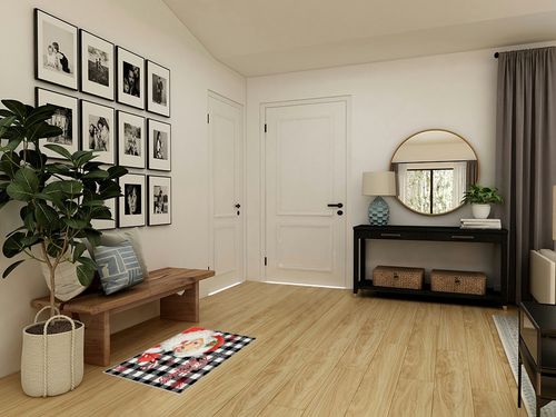 OComster Merry Christmas Rectangle Shape Large Area Rugs - 2 x 3 Feet Santa Yellow Snowflake Xmas Black White Plaid - (Non-Woven + Rubber) Low File Floor Mat in Transitional Minimalistic Entryway