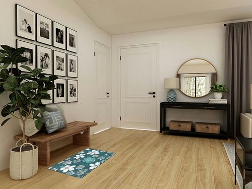 Teal Grey and White Floral Print Flannel Carpet Non Slip Floor Mat - Soft and Durable Indoor Rug for Bedroom and Living Room in Transitional Minimalistic Entryway
