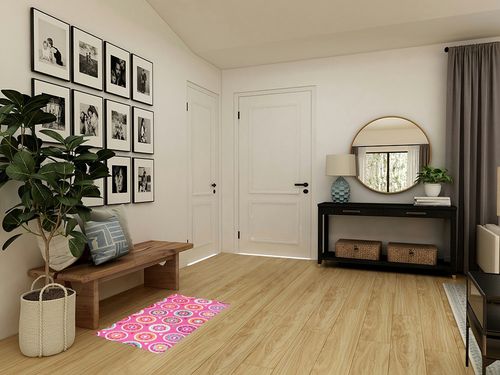 Retro Pink Flower Hearts Bathroom Rugs Fluffy Absorbent Bath Mat Machine Washable Soft Microfiber Shaggy Kitchen Mat Non Slip Carpet Runner for Kitchen Bathroom Bathtub Accessories Decor in Transitional Minimalistic Entryway
