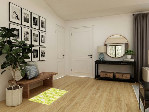 Farmhouse Plush Shag Bath Rugs Yellow Blossom Flower Vine Soft Fluffy Floor Doormat Carpet,Non-Slip Door Mats for Living Room Bedroom Kitchen Entryway Plant Wood Grain in Transitional Minimalistic Entryway