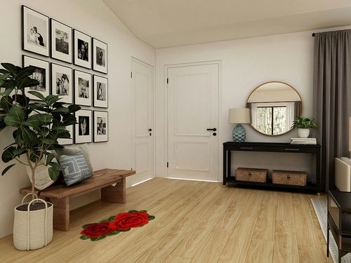 USTIDE Rose Bath Rug 2x3,Red Bathroom Rug Shaggy Flower Shaped Rug Plush Water Absorbent Rug for Kitchen Vanity Bathtub Washable High Pile Flower Doormat in Transitional Minimalistic Entryway