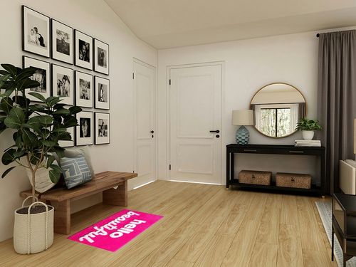 Evovee Hello Beautiful Bath Mat Hot Pink Peach Coral Magenta Cute Bathroom Rugs for Girls You Look Good Gorgeous Funny Shower Fun Bathroom Decor Non-Slip Washable Kids Women Dark Pink in Transitional Minimalistic Entryway