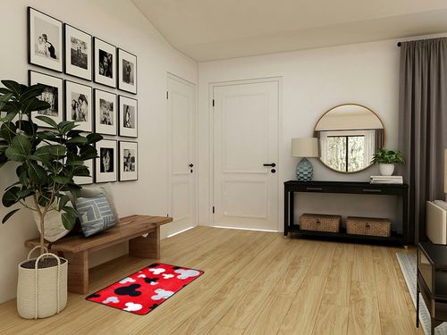 Cute Mouse Home Decor Indoor Mat, Front Back Door Rugs Durable Rubber Backing Non-Slip Doormat, Red Mickey Cartoon Low Profile Inside Entry Door Rug, 22" x 34" in Transitional Minimalistic Entryway