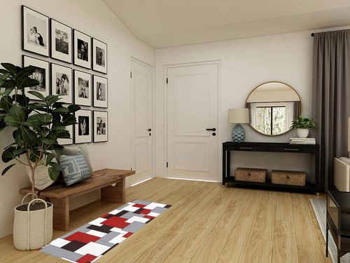 Hallway Runner Rug,Mid Century Abstract Geometric 3D Digital Print Red Gray Non Slip Water Absorbent Rug Indoor Entrance Floor Mat Runner for Home Garage Kitchen Laundry 19.7x63in in Transitional Minimalistic Entryway