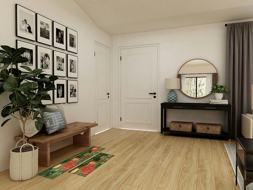 Woodiggie Buffalo Plaid Poinsettia Merry Christmas Kitchen Rugs and Mats Set 2 Piece for Floor, Xmas Winter Holiday Non Slip Low-Profile Sink Rug Mat Decorations for Home Kitchen 18"x48"+18"x30" in Transitional Minimalistic Entryway