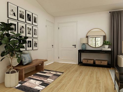 Chocolate Modern, Eclectic, Casual, Transitional Cushioned Area Rug in Transitional Minimalistic Entryway