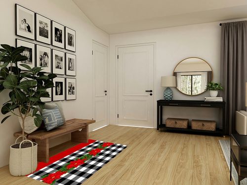 Area Rug, Berry Poinsettia Christmas Rug, 2x3 Feet Rugs for Living Room Bedroom Kids Room Kids Room Nursery Classroom, Non-Slip Comrft Carpet Washable Rug in Transitional Minimalistic Entryway