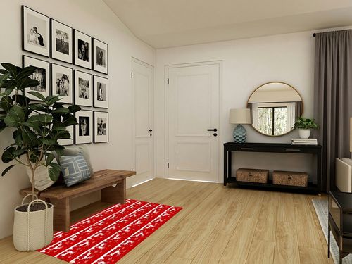 Area Rug, Xmas Elk Reindeer Winter Snoflake Xmas Tree Red Merry Christmas Rug, 2x3 Feet Rugs for Living Room Bedroom Kids Room Kids Room Nursery Classroom, Non-Slip Comrft Carpet Washable Rug in Transitional Minimalistic Entryway