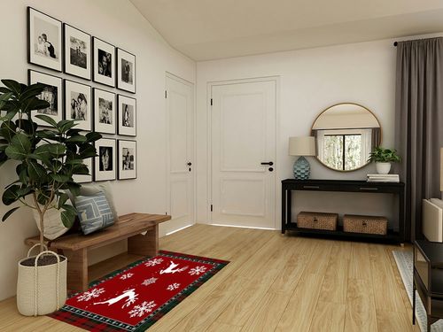 Area Rug, Winter Snowflake Elk Reindeer Red Buffalo Plaid Merry Christmas Rug, 2x3 Feet Rugs for Living Room Bedroom Kids Room Kids Room Nursery Classroom, Non-Slip Comrft Carpet Washable Rug in Transitional Minimalistic Entryway
