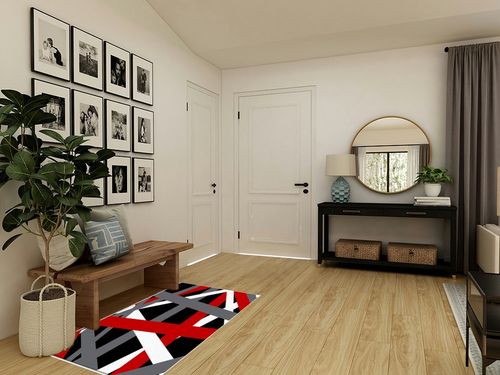 Large Area Rug, Red Black Grey Geometric Non-Slip Indoor Accent Area Carpet, Modern White Abstract Art Striped Fluffy Shaggy Runner Rug for Living Room, Bedroom, Kids Room, 2'7"x 5" in Transitional Minimalistic Entryway