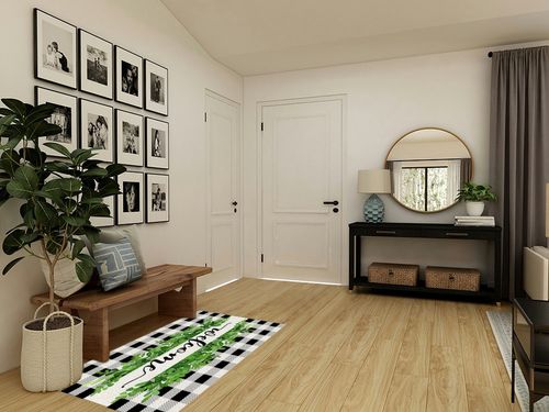 Large Area Rug, Summer Botanical Non-Slip Indoor Accent Area Carpet, Welcome Black White Plaid Green Leaf Fluffy Shaggy Runner Rug for Living Room, Bedroom, Kids Room, 2'7"x 5" in Transitional Minimalistic Entryway