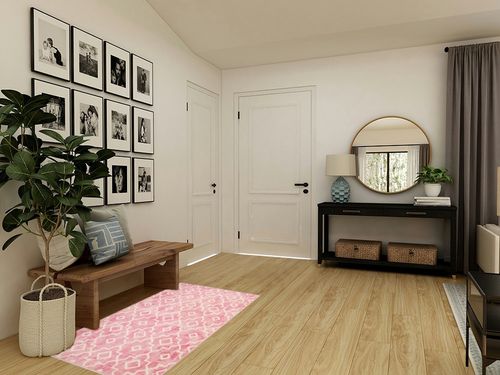 Moynesa Boho Moroccan Area Rug - 3x5 Large Pink Kitchen Rugs for Bedroom Girls Washable, Non Slip Laundry Room Rug Modern Low-Pile Entryway Rug Summer Fuzzy Throw Mat for Nursery Playroom Living Room in Transitional Minimalistic Entryway