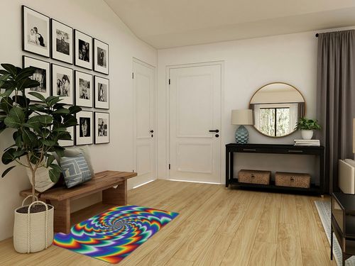 Optical Illusion Rug Rainbow Geometric Vortex Trippy Hole Area Rugs for Bathroom Office Door Coloful Mat Carpet 47 in X 31 in in Transitional Minimalistic Entryway