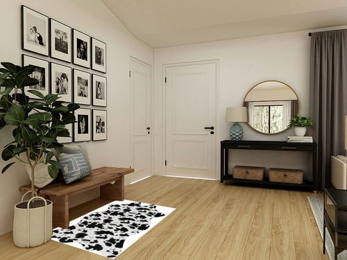 Aoczes Cute Cow Print Rug Black and White Small Faux Cowhide Rug Animal Print Cow Rug for Table Bedroom Living Room Western Home Decor Mat, 3.6x2.46 Feet(75x110cm) in Transitional Minimalistic Entryway