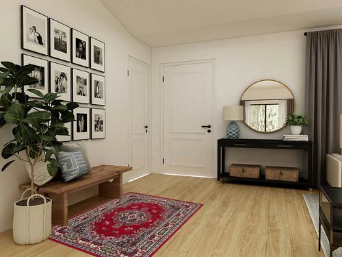 Home Dynamix Premium Sakarya Traditional Medallion Border Area Rug, Claret, 3'7"x5'2" Rectangle in Transitional Minimalistic Entryway