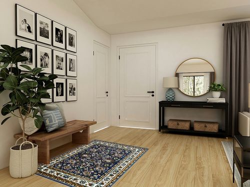 AllStar Rugs Blue 4x6 Traditional Area Rug (3' 9" x 5' 1") in Transitional Minimalistic Entryway