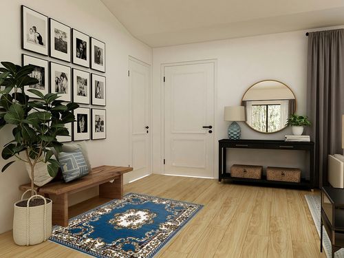 AllStar Rugs Blue 4x6 Traditional Area Rug (3' 9" x 5' 1") in Transitional Minimalistic Entryway