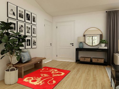 ALAZA Two Dragon and Yin-yang Symbol Red Area Rug for Living Room Bedroom, Non-Slip Rug for Home Decor 5'3"x4' in Transitional Minimalistic Entryway