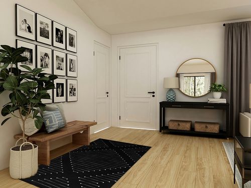 MitoVilla Black and White Rug in Transitional Minimalistic Entryway
