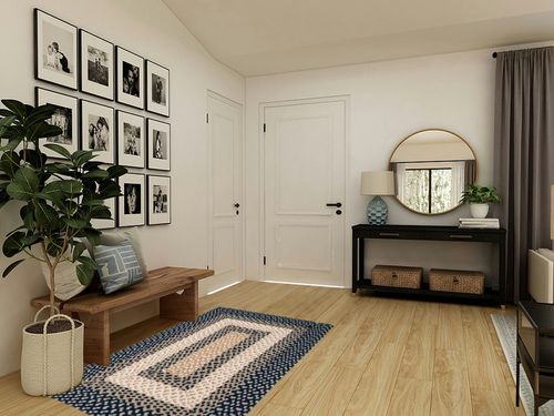 Waterbury Farmhouse Handmade Braided Blue Area Rug Dakota Fields Rug Size ... in Transitional Minimalistic Entryway