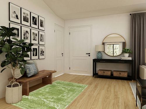 Charlton Home Pat Green Area Rug, Size: Rectangle 4' x 6' in Transitional Minimalistic Entryway
