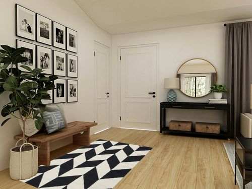 Tilley Geometric Handmade Tufted Wool Black/White Area Rug Wrought Studio Rug ... in Transitional Minimalistic Entryway