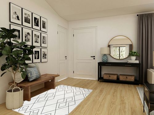 Elle Geometric Cream Area Rug BALTA Rugs Rug Size: Rectangle 4'4" x 6' in Transitional Minimalistic Entryway