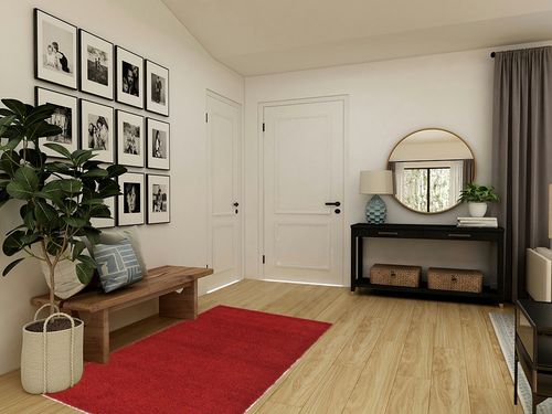 Unique Loom Solid Shag Collection Area Rug (4' 1" x 6' 1" Rectangle, Cherry Red) in Transitional Minimalistic Entryway
