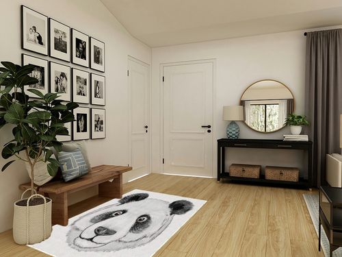 Ambesonne Animal Area Rug, Panda Fluffy Fat Hand Drawn Illustration Artwork, Flat Woven Accent Rug for Living Room Bedroom Dining Room, 4' X 5' 7", Black White and Lime Green in Transitional Minimalistic Entryway