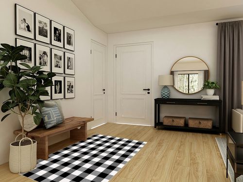 Buffalo Plaid x Rug Inch for Layered Hello Door Mats Washable Black and White Checked Outdoor Rugs Carpet Front Entryway (Black White, 48 x 72 Inch) in Transitional Minimalistic Entryway