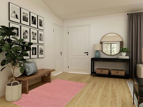 nuLOOM Elfriede Farmhouse Jute Blend Area Rug, 4x6, Pink in Transitional Minimalistic Entryway