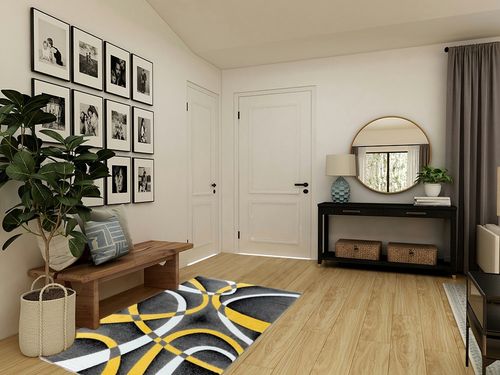 GLORY RUGS Area Rug 4x6 Yellow Door Mat Modern Swirls Carpet Bedroom Living Room Contemporary Dining Accent Sevilla Collection 4816 in Transitional Minimalistic Entryway