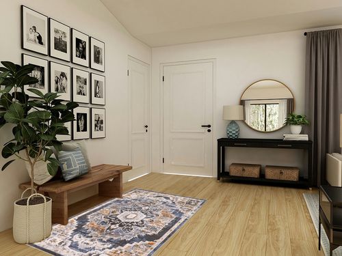 L'Baiet Lara Blue Oriental 4 ft. x 6 ft. Area Rug in Transitional Minimalistic Entryway