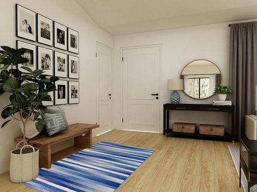 HomeRoots 4' X 6' Blue and White Striped Dhurrie Area Rug in Transitional Minimalistic Entryway