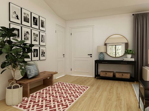 SAFAVIEH Courtyard Collection 4' x 5'7" Red/Bone CY6915 Indoor/ Outdoor Waterproof Easy-Cleaning Patio Backyard Mudroom Accent-Rug in Transitional Minimalistic Entryway