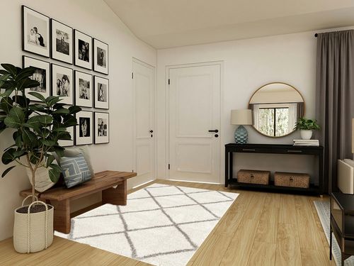 ‎Ivory/Grey ‎Shabby Chic ‎Non Slip ‎Living Room ‎Area Rug in Transitional Minimalistic Entryway
