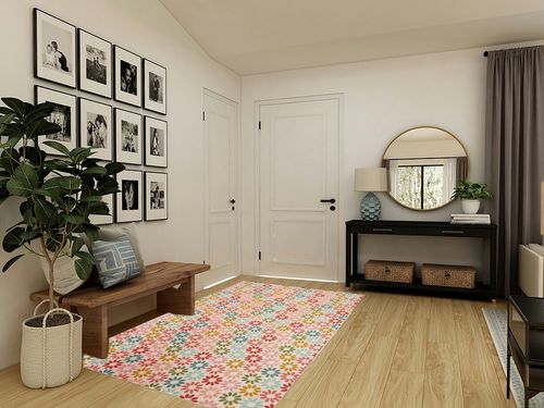 Mohawk Home Girls Playroom Kids Area , Enchanted Floral Pink (5' x 8') in Transitional Minimalistic Entryway