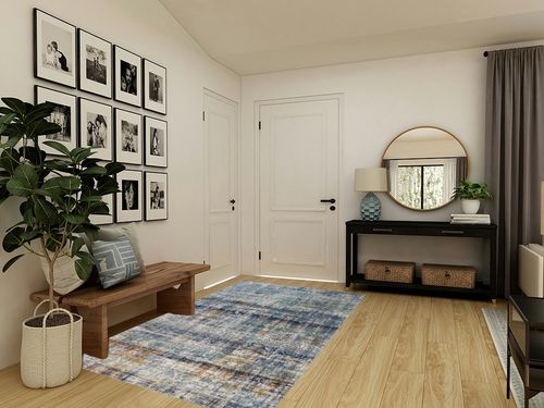 Ziebarth Abstract Blue Area Rug Williston Forge Rug Size: Rectangle 5' x 7'8" in Transitional Minimalistic Entryway
