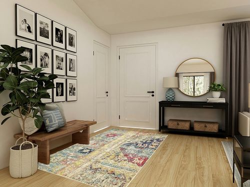 Unique Loom Monterey Collection Vintage Bohemian Inspired with Colorful Tribal Design Area Rug (5' 0 x 8' 0 Rectangular, Multi/ Beige) in Transitional Minimalistic Entryway