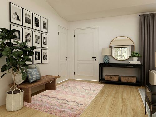 Loloi II Layla Collection LAY-17 Pink/Lagoon, Traditional 5'-0" x 7'-6" Area Rug in Transitional Minimalistic Entryway