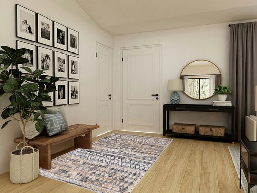 Rugs.com Leipzig Collection Area Rug – 5' x 8' Beige Low-Pile Rug Perfect for Bedrooms, Dining Rooms, Living Rooms in Transitional Minimalistic Entryway