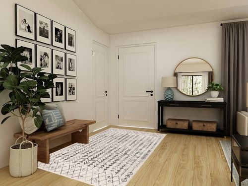 JONATHAN Y MOH210A-5 Ziri Moroccan Geometric Indoor Farmhouse Area-Rug Bohemian Minimalistic Easy-Cleaning Bedroom Kitchen Living Room Non Shedding, 5 X 8, Cream,Gray in Transitional Minimalistic Entryway