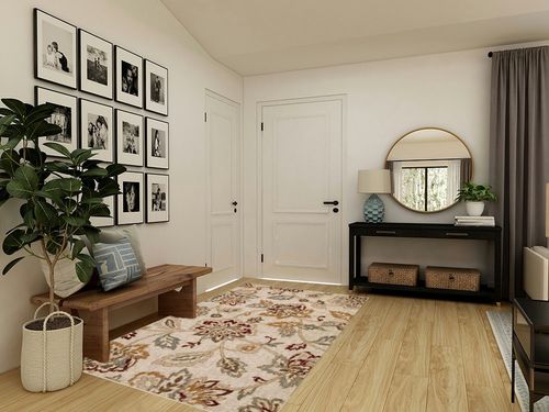 SUPERIOR Indoor Area Rug Perfect for Hallways, Entryway, Office, Living Room, Hardwood, Tile, Jute Backed, Modern Farmhouse Floral Decor, Jacobean Collection - 5ft x 8ft, Stone in Transitional Minimalistic Entryway