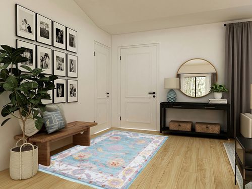 Rugs.com Paragon Collection Rug – 5' x 8' Aqua Medium-Pile Rug Perfect for Bedrooms, Dining Rooms, Living Rooms in Transitional Minimalistic Entryway