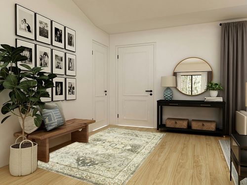 Loloi II Rosette Collection ROS-09 SAGE/Beige, Traditional 5'-0" x 7'-6" Area Rug in Transitional Minimalistic Entryway
