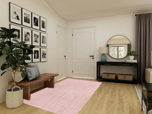 nuLOOM Rigo Hand Woven Farmhouse Jute Area Rug, 5x8, Pink in Transitional Minimalistic Entryway
