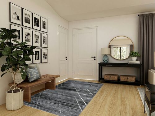 GlowSol Area Rug 5x8 Abstract Line Area Rugs for Living Room,Bedroom,Hallway,Dining Room,Non-Shedding,Non Slip Floor Decoration Carpets,Gray-White,5x8 Feet in Transitional Minimalistic Entryway
