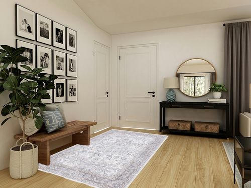 SAFAVIEH Opal Collection Area Rug - 5'3" x 7'6", Grey & Beige, Shabby Chic Oriental Design, Ideal for High Traffic Areas in Living Room, Bedroom, Dining Room (OAL462F-5) in Transitional Minimalistic Entryway