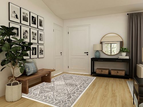 nuLOOM Becca Traditional Tiled Area Rug, 5x8, Beige in Transitional Minimalistic Entryway